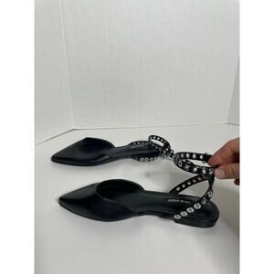 Nine West Brez ankle strap flat in black with metallic grommets Size 5